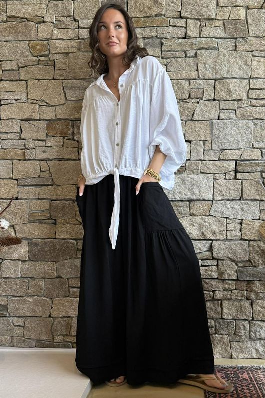 Basso Shirring Sailor Pant Black